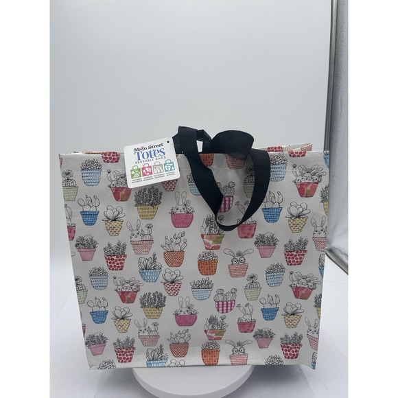 Easter Spring Bunny Rabbits Basket Flowers Gift Reusable MainStreet Tote Bag New - Picture 13 of 13